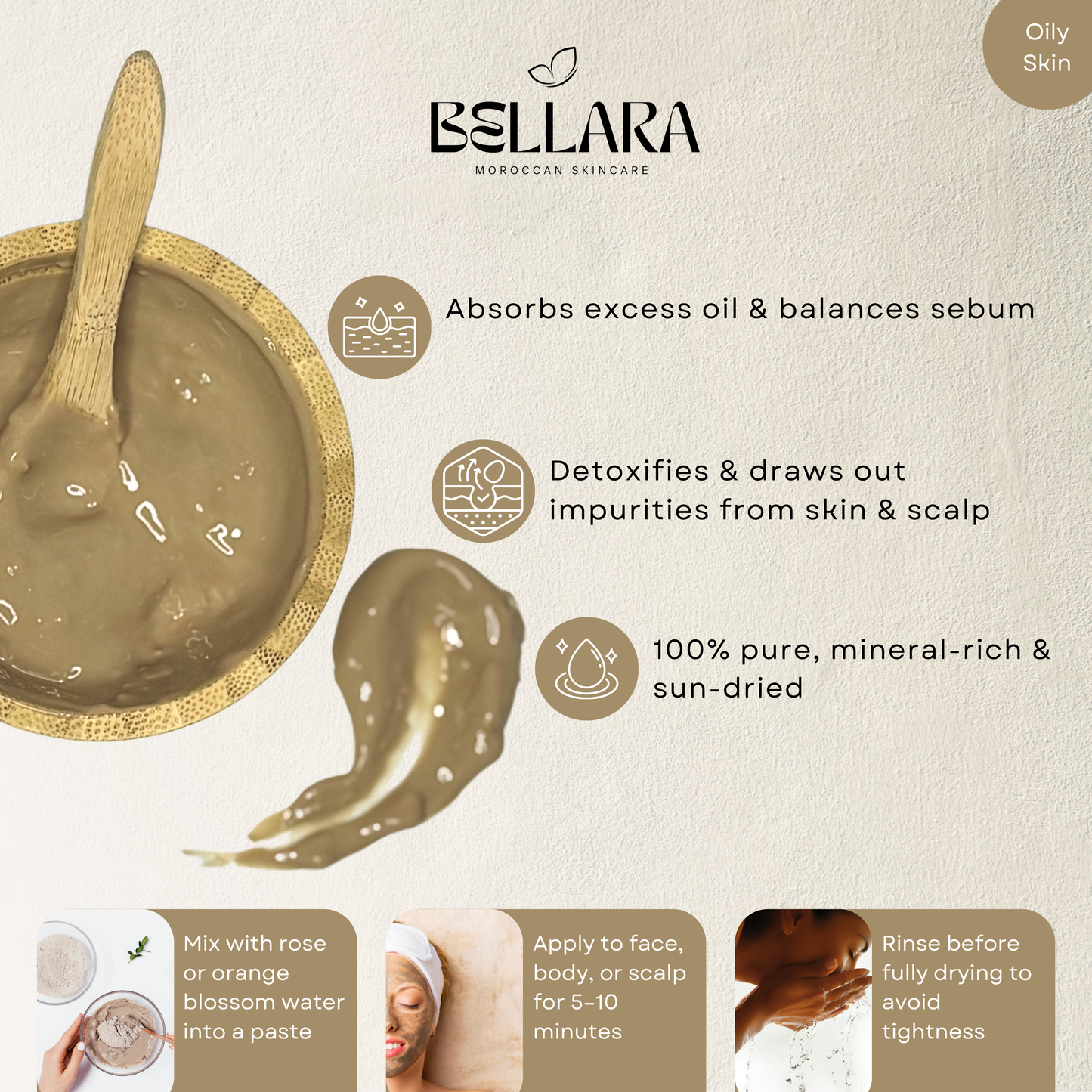 Moroccan Ghassoul Clay Powder – Detox & Glow Mask