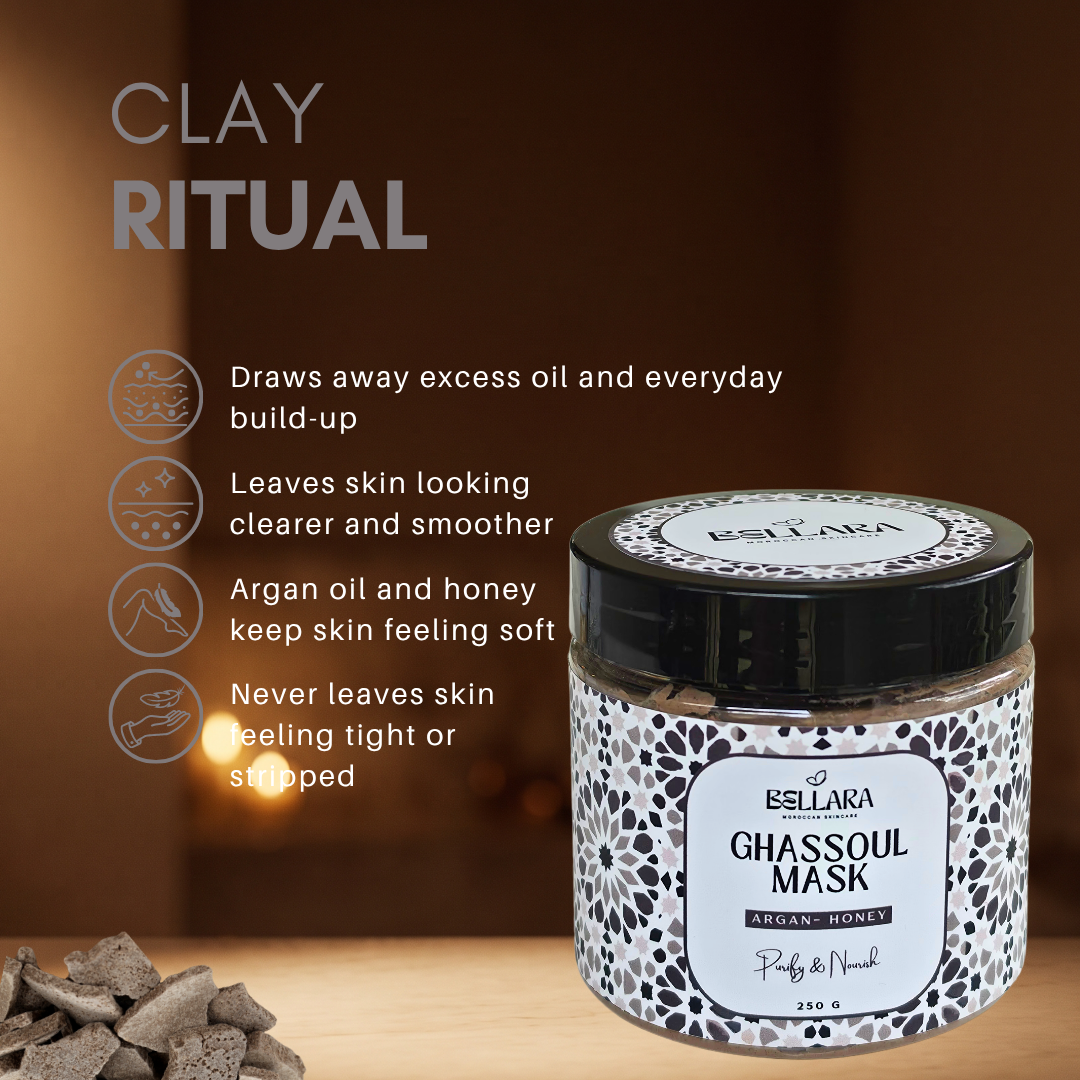 Oriental Ghassoul Mask for Face & Body | Moroccan Lava Clay with Argan Oil & Honey