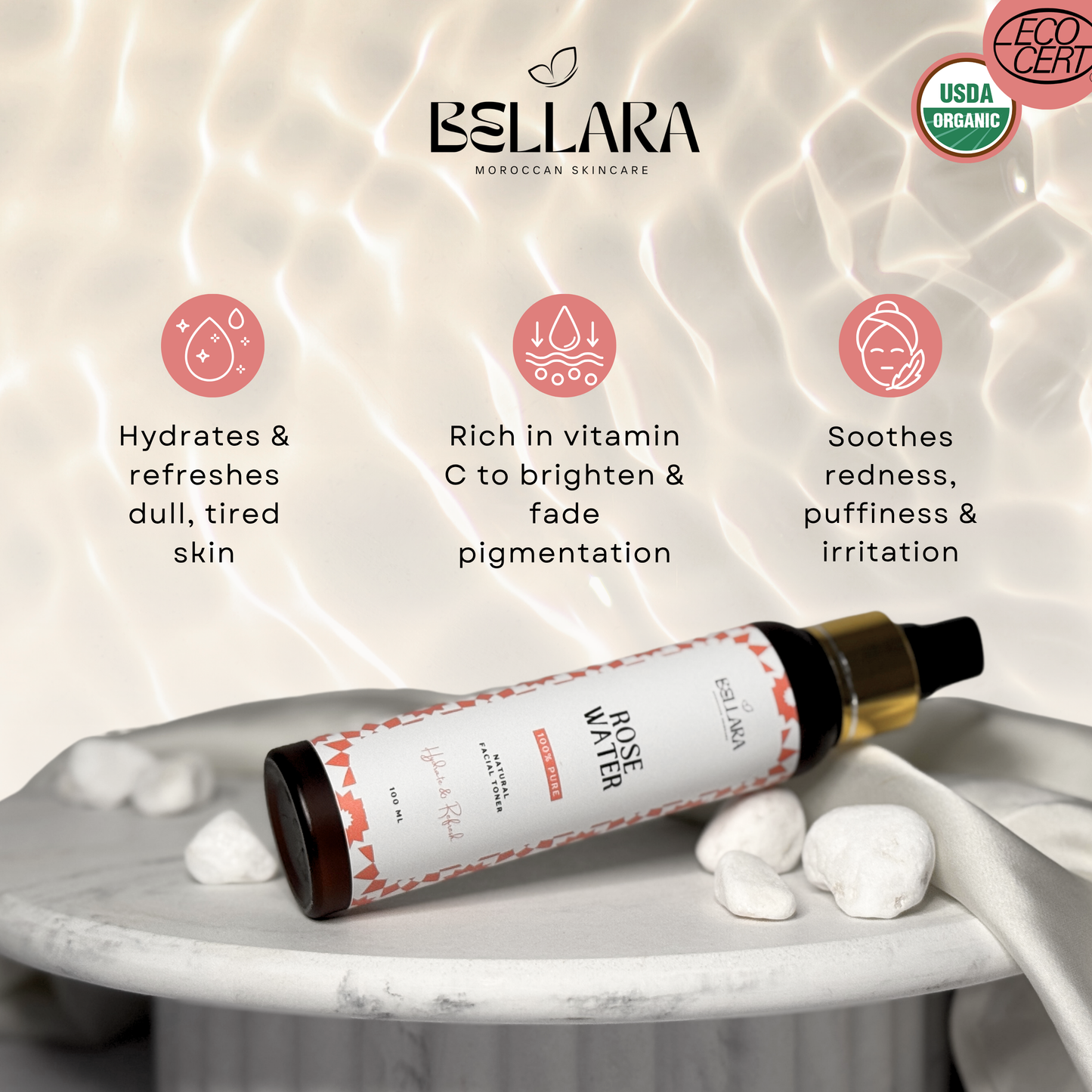 Moroccan Rose Water – Pure Floral Toner & Skin Soother