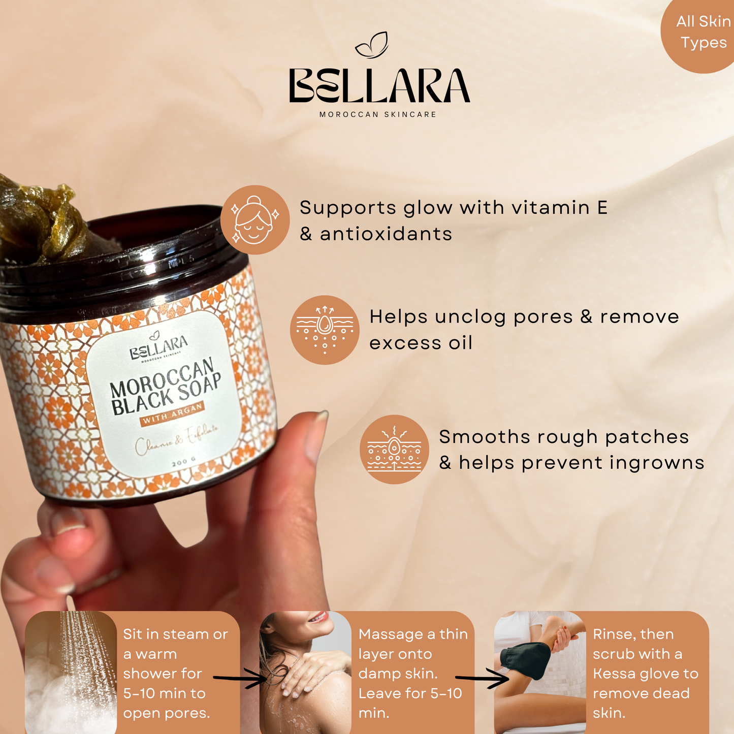 Authentic Moroccan Black Soap with Argan