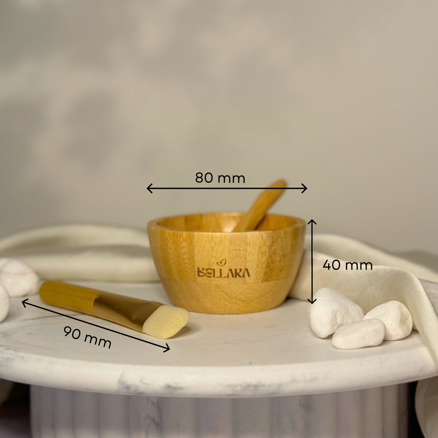 Bellara Bamboo Bowl & Brush Set (3-piece)